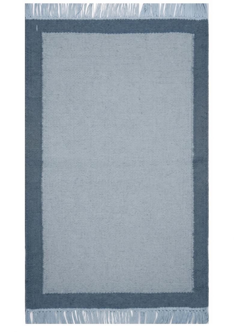Saffron Rugs Flat Woven Light Blue Solid Minimalist Rectangular Wool Area Rug - Indya