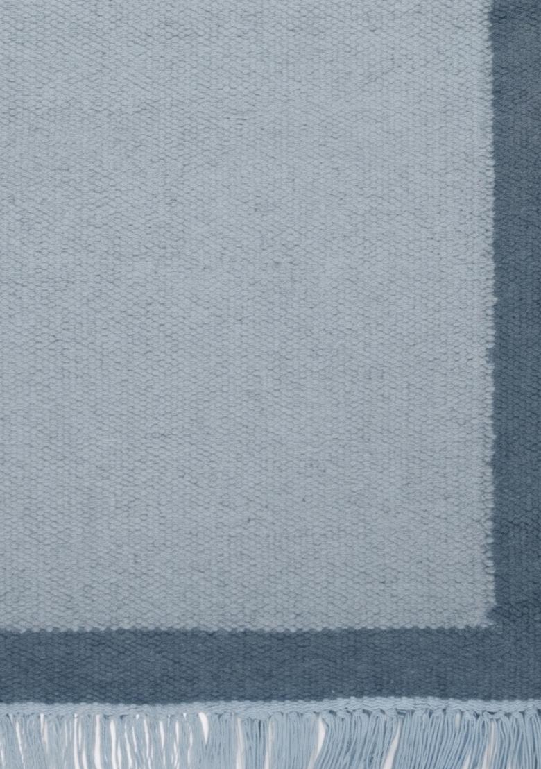 Saffron Rugs Flat Woven Light Blue Solid Minimalist Rectangular Wool Area Rug - Indya