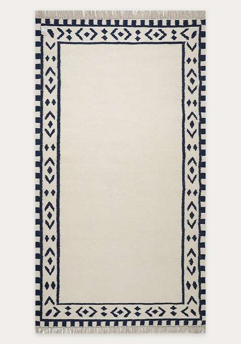 100% Wool Handmade Ivory Rug | Bohemian Geometric Flat Weave Reversible Carpet For Living Room