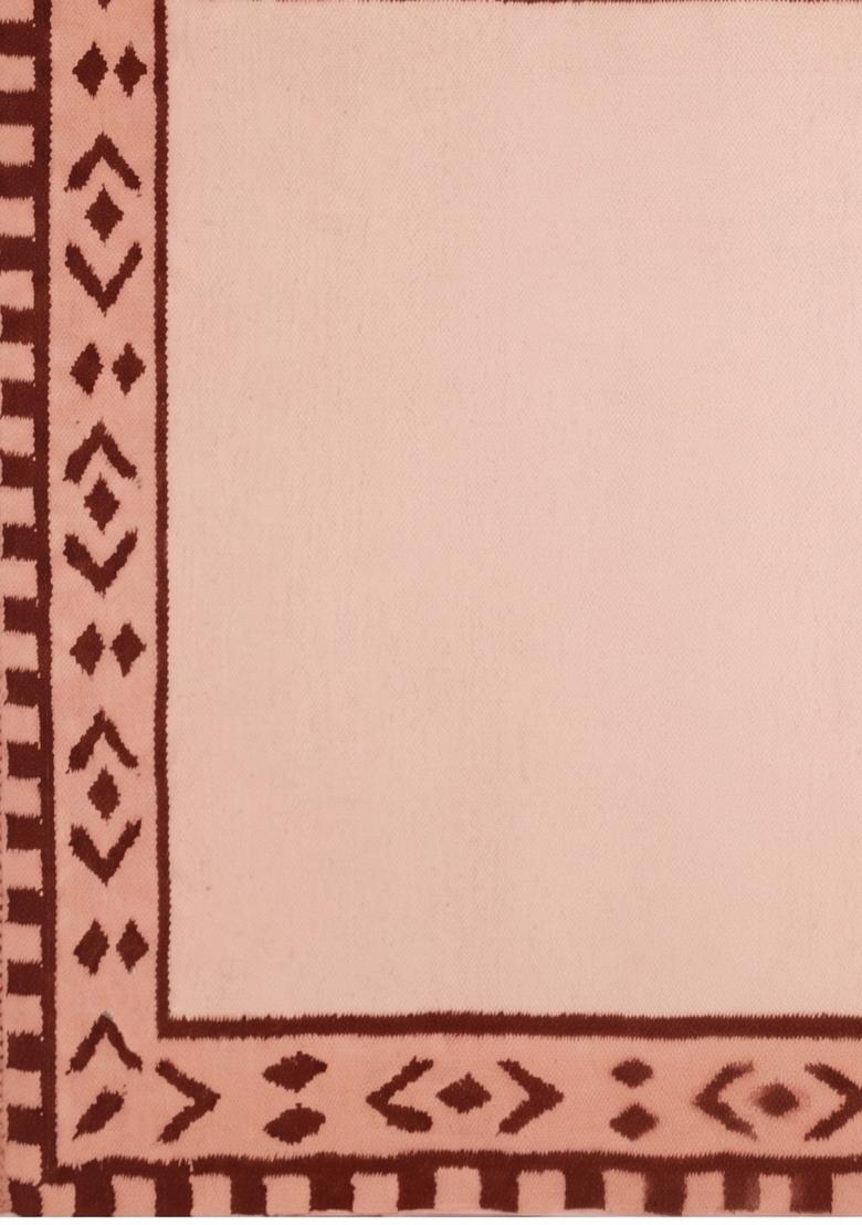 Saffron Rugs Flat Woven Blush Pink Geometric Bohemian Rectangular Wool Area Rug - Indya