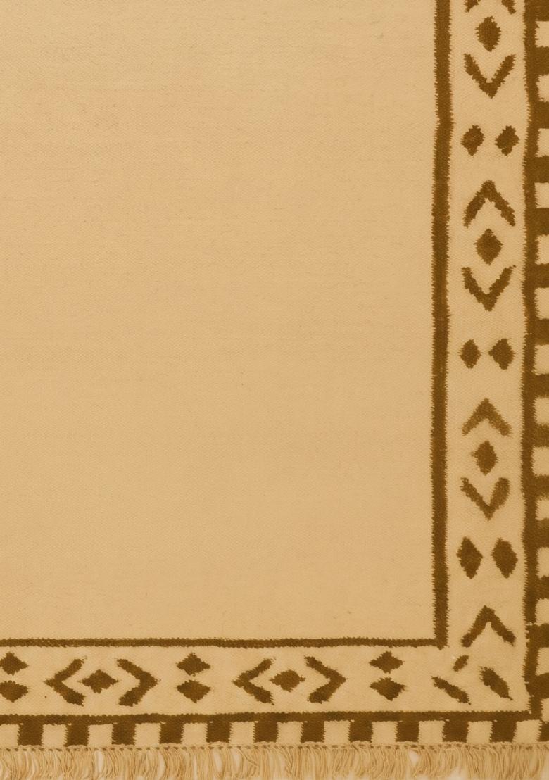 Saffron Rugs Flat Woven Beige Geometric Bohemian Rectangular Wool Area Rug - Indya