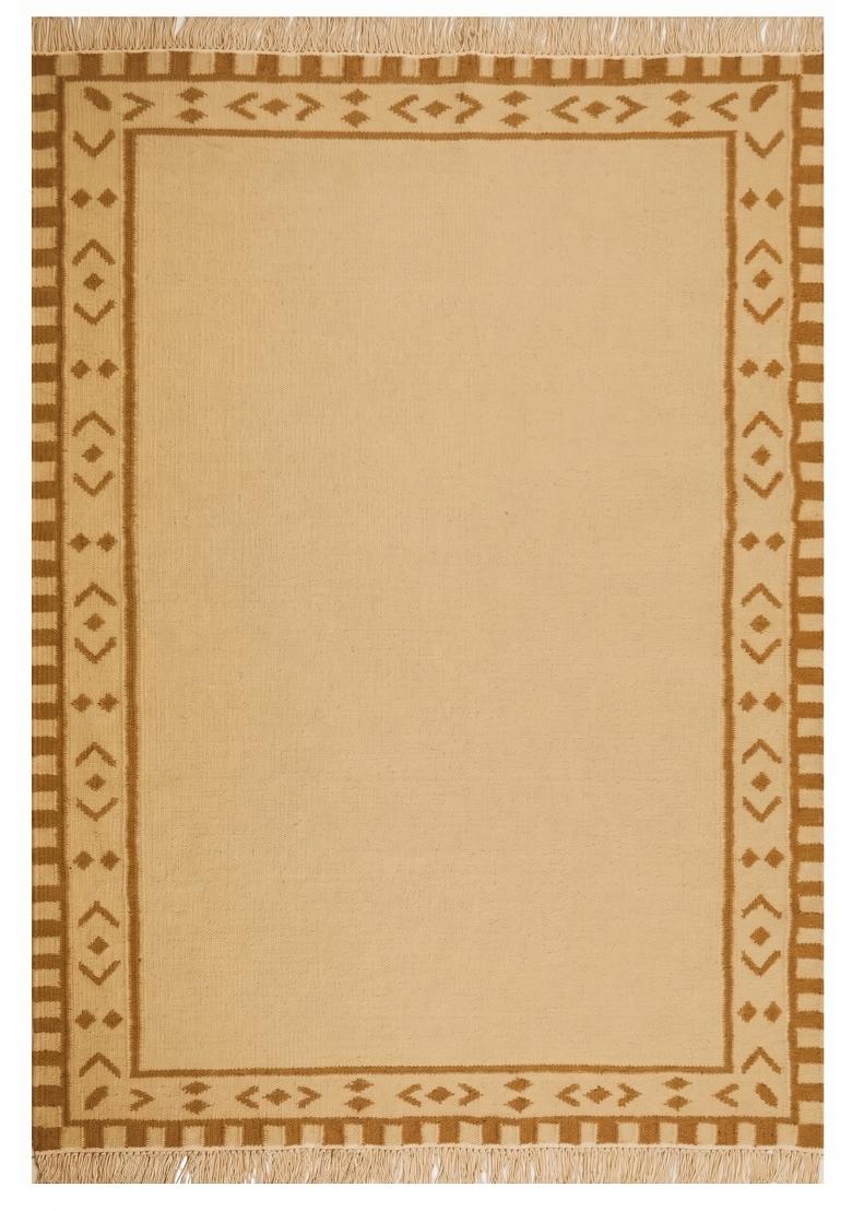 Saffron Rugs Flat Woven Camel Geometric Bohemian Rectangular Wool Area Rug - Indya