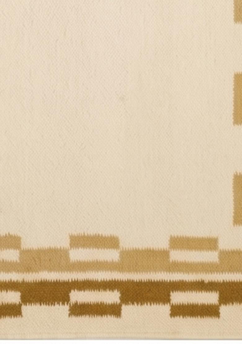 Saffron Rugs Flat Woven Cream  Contemporary Rectangular Wool Area Rug - Indya
