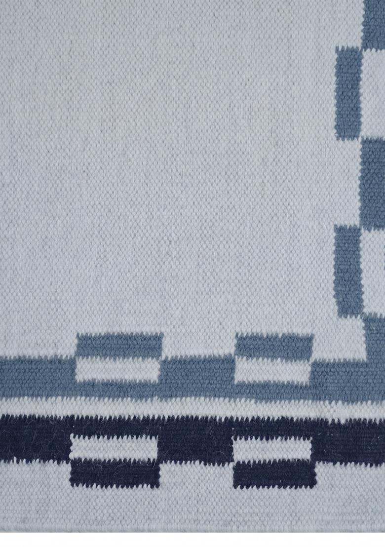 Saffron Rugs Flat Woven Light Blue  Contemporary Rectangular Wool Area Rug - Indya