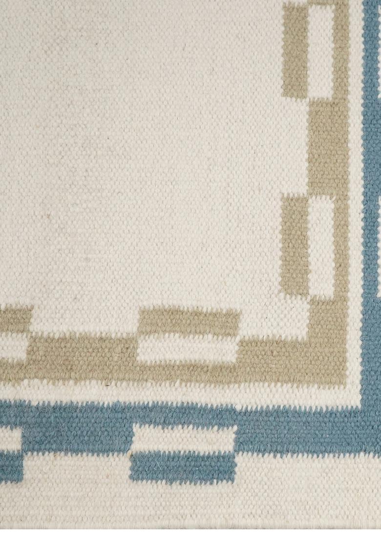 Saffron Rugs Flat Woven Ivory  Contemporary Rectangular Wool Area Rug - Indya