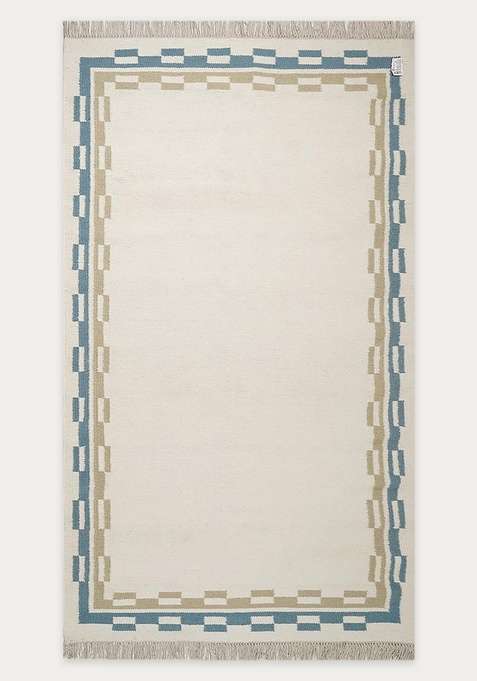 100% Wool Handmade Ivory Rug | Contemporary Abstract Flat Weave Reversible Carpet For Living Room