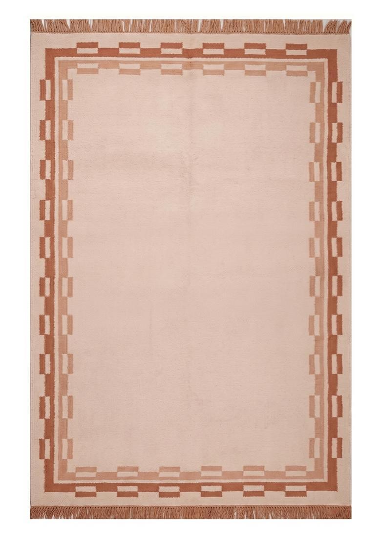 Saffron Rugs Flat Woven Blush Pink  Contemporary Rectangular Wool Area Rug - Indya