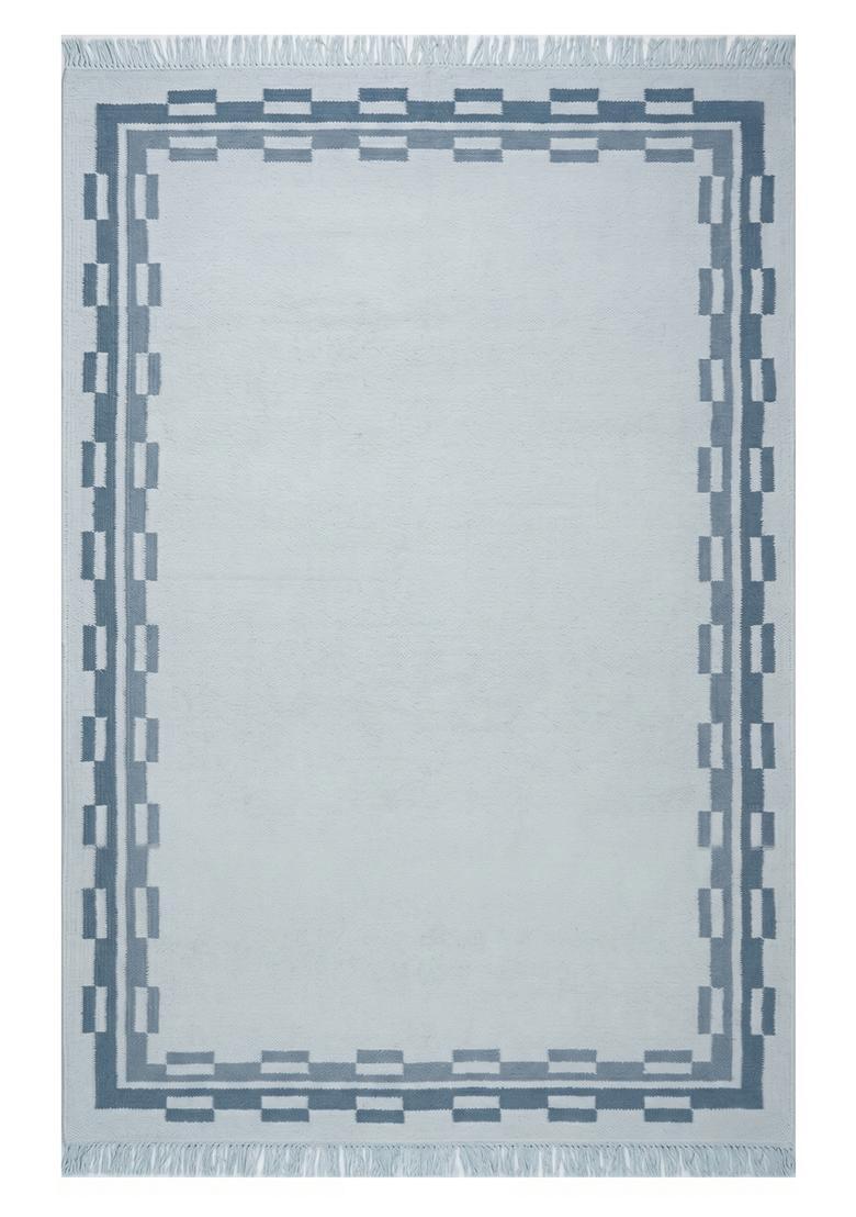 Saffron Rugs Flat Woven Light Blue  Contemporary Rectangular Wool Area Rug - Indya