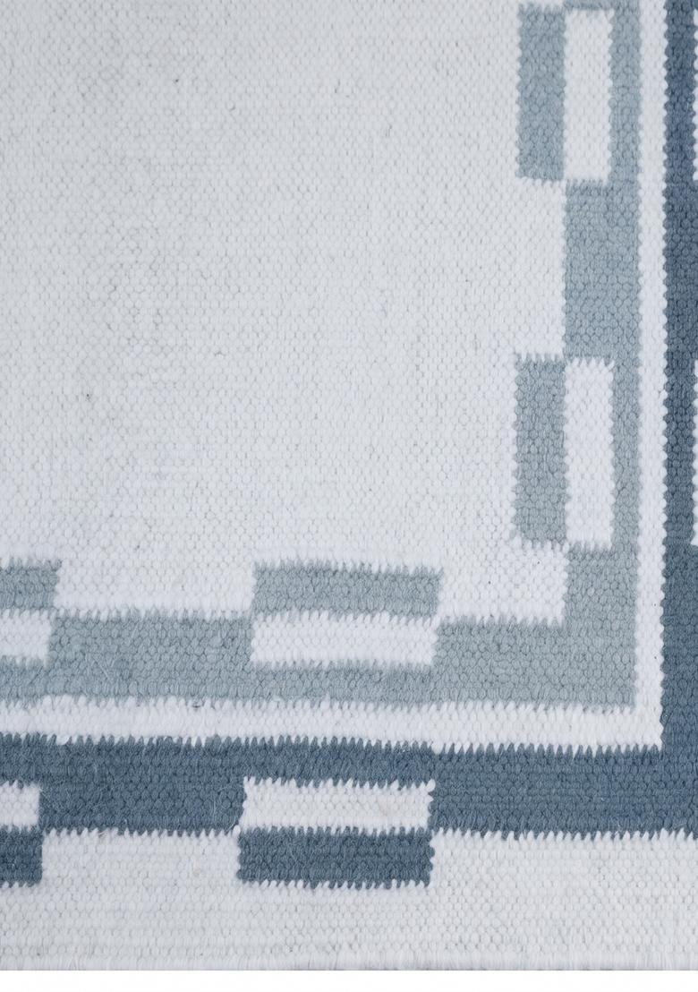 Saffron Rugs Flat Woven Light Blue  Contemporary Rectangular Wool Area Rug - Indya