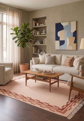 Saffron Rugs Flat Woven Beige  Contemporary Rectangular Wool Area Rug