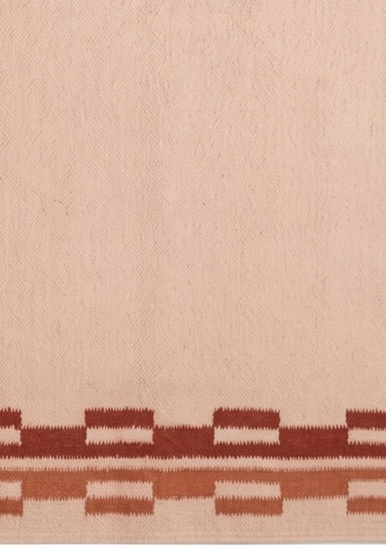 Saffron Rugs Flat Woven Beige  Contemporary Rectangular Wool Area Rug - Indya