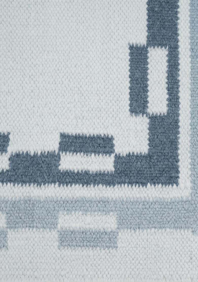 Saffron Rugs Flat Woven Light Blue  Contemporary Rectangular Wool Area Rug - Indya