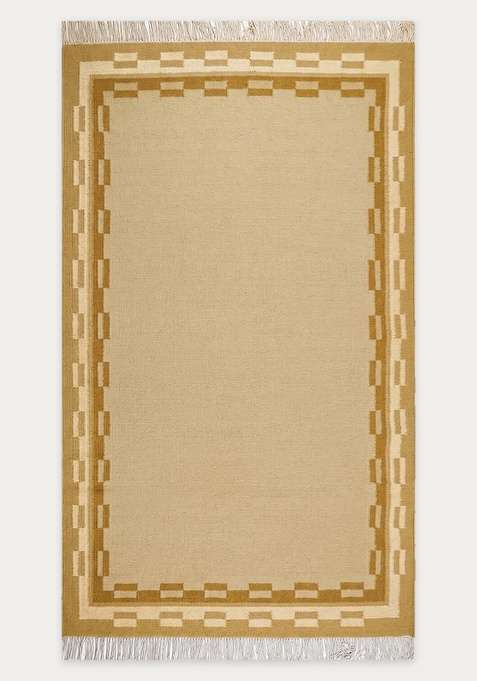 100% Wool Handmade Beige Rug | Contemporary Abstract Flat Weave Reversible Carpet For Living Room