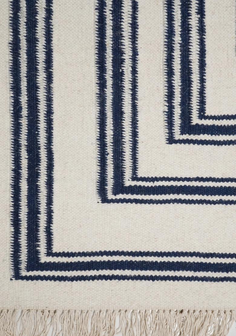 Saffron Rugs Flat Woven Ivory  Contemporary Rectangular Wool Area Rug - Indya