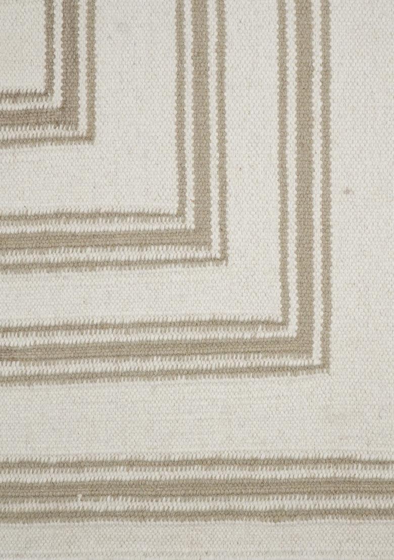 Saffron Rugs Flat Woven Beige  Contemporary Rectangular Wool Area Rug - Indya