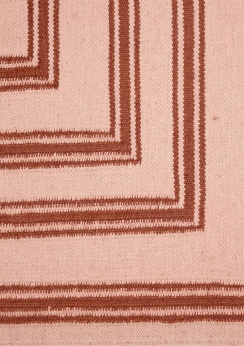 Saffron Rugs Flat Woven Blush Pink  Contemporary Rectangular Wool Area Rug - Indya