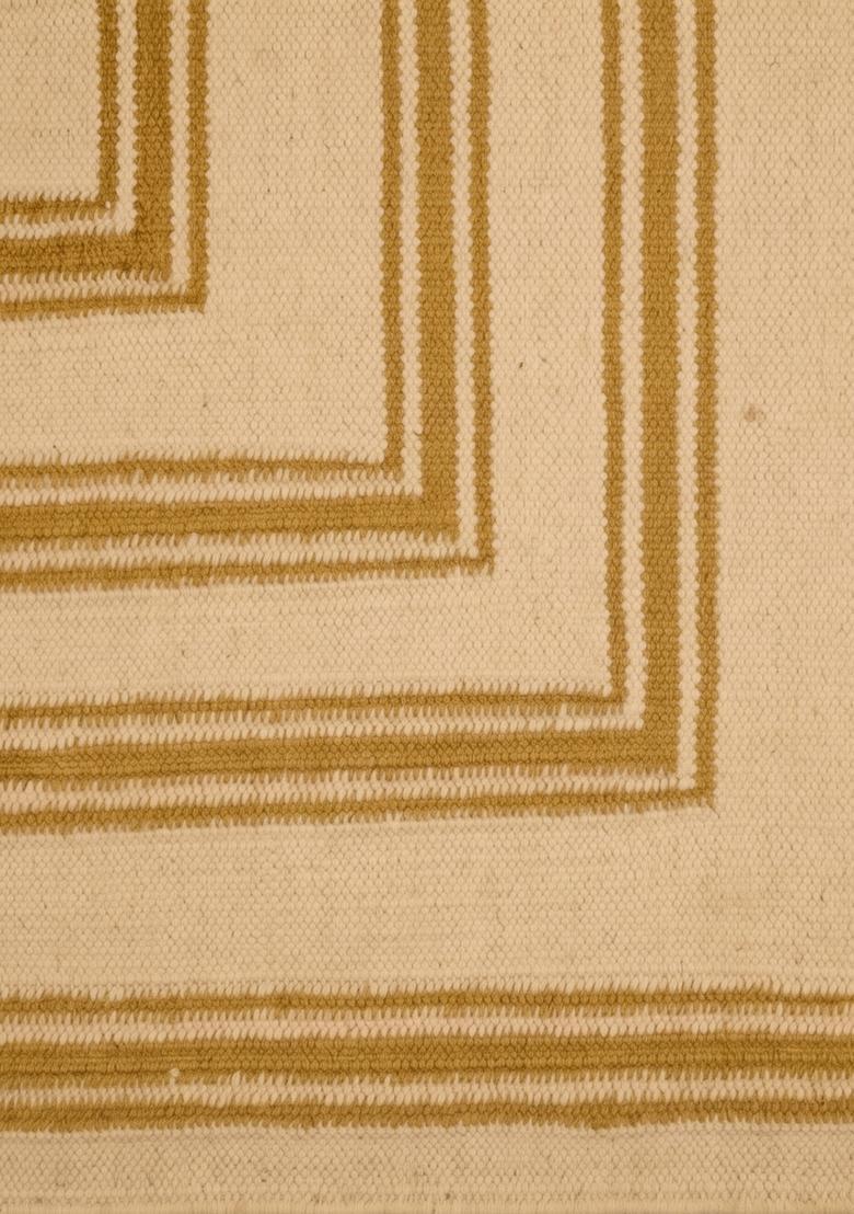 Saffron Rugs Flat Woven Mustard Beige  Contemporary Rectangular Wool Area Rug - Indya