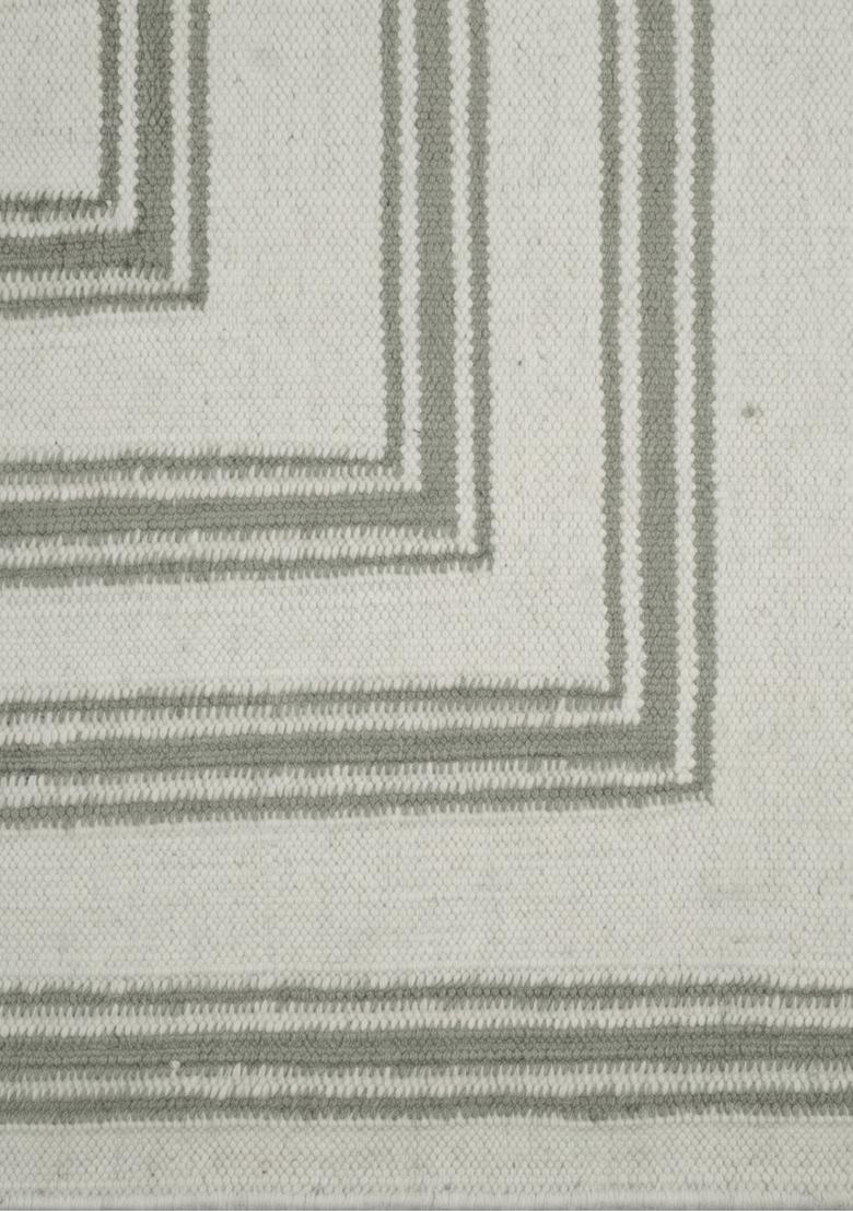 Saffron Rugs Flat Woven Sage Green  Contemporary Rectangular Wool Area Rug - Indya