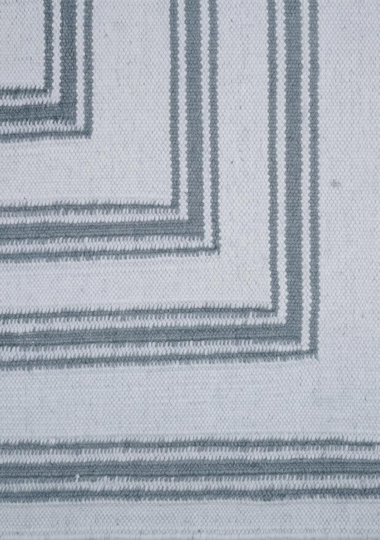 Saffron Rugs Flat Woven Light Blue Grey  Contemporary Rectangular Wool Area Rug - Indya