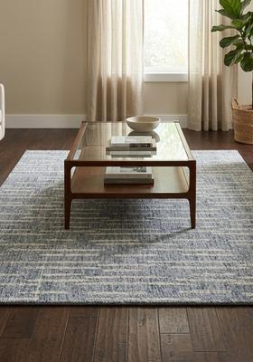 Saffron Rugs Hand Tufted Blue Grey  Contemporary Rectangular Wool Area Rug