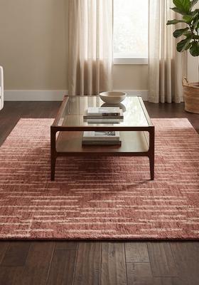 Saffron Rugs Hand Tufted Terracotta  Contemporary Rectangular Wool Area Rug