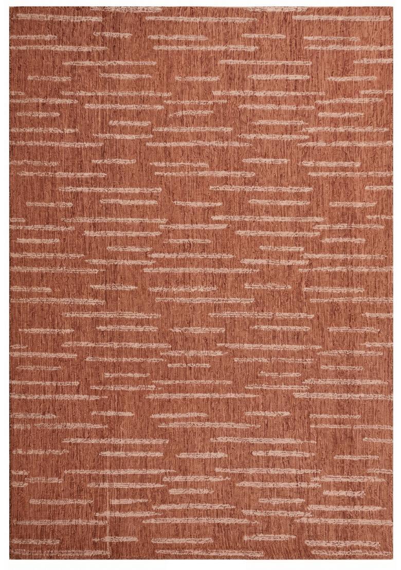 Saffron Rugs Hand Tufted Terracotta  Contemporary Rectangular Wool Area Rug - Indya