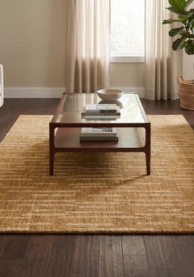 Saffron Rugs Hand Tufted Mustard Gold  Contemporary Rectangular Wool Area Rug