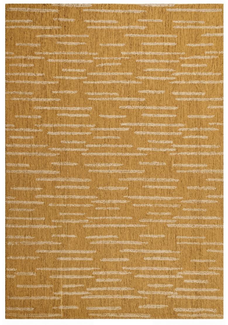 Saffron Rugs Hand Tufted Mustard Gold  Contemporary Rectangular Wool Area Rug - Indya