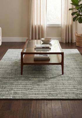 Saffron Rugs Hand Tufted Sage Green  Contemporary Rectangular Wool Area Rug