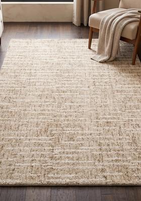 Saffron Rugs Hand Tufted Beige  Contemporary Rectangular Wool Area Rug