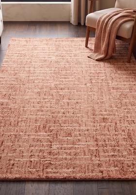 Saffron Rugs Hand Tufted Terracotta  Contemporary Rectangular Wool Area Rug