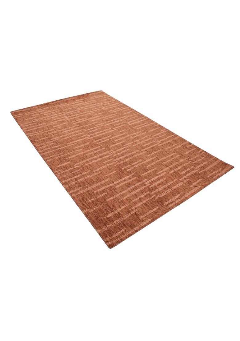Saffron Rugs Hand Tufted Terracotta  Contemporary Rectangular Wool Area Rug - Indya