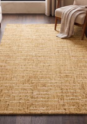 Saffron Rugs Hand Tufted Mustard Gold  Contemporary Rectangular Wool Area Rug