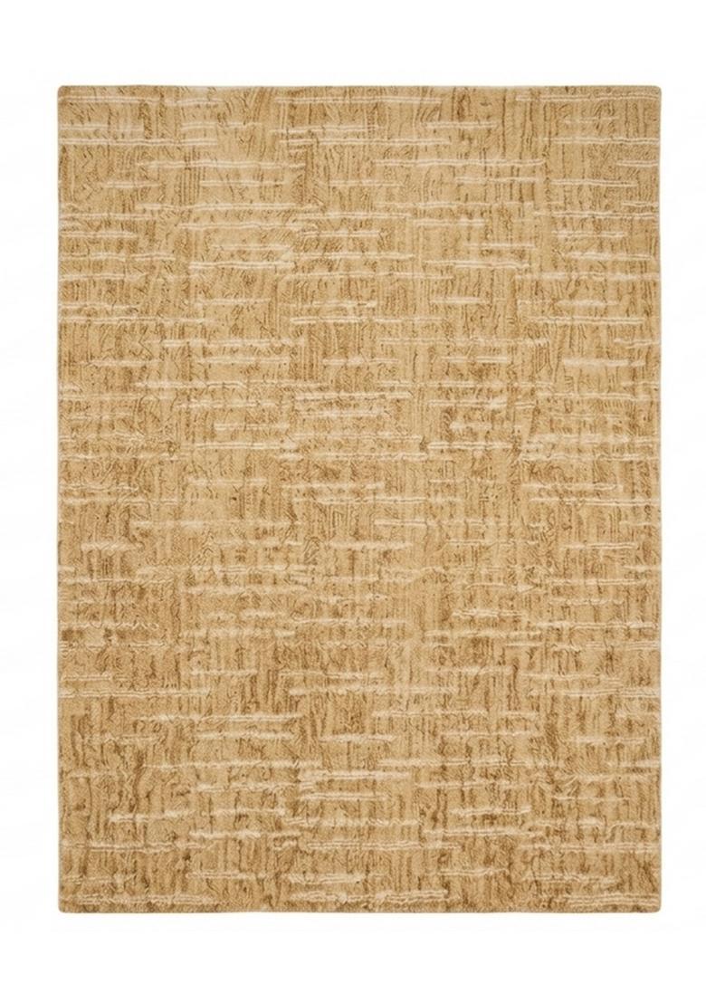 Saffron Rugs Hand Tufted Mustard Gold  Contemporary Rectangular Wool Area Rug - Indya