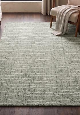 Saffron Rugs Hand Tufted Sage Green  Contemporary Rectangular Wool Area Rug