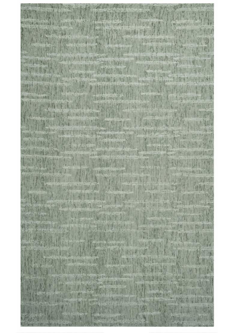 Saffron Rugs Hand Tufted Sage Green  Contemporary Rectangular Wool Area Rug - Indya