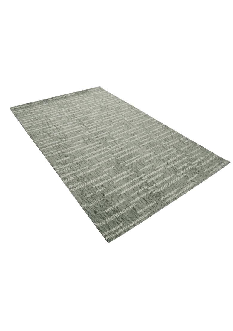 Saffron Rugs Hand Tufted Sage Green  Contemporary Rectangular Wool Area Rug - Indya