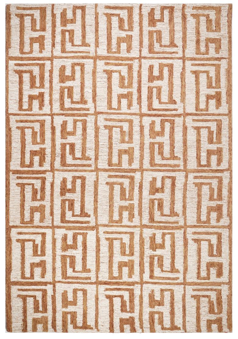 Saffron Rugs Hand Tufted Beige  Contemporary Rectangular Wool Area Rug - Indya