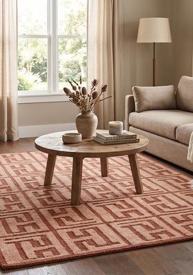 Saffron Rugs Hand Tufted Terracotta  Contemporary Rectangular Wool Area Rug