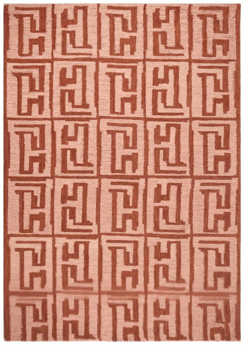 Saffron Rugs Hand Tufted Terracotta  Contemporary Rectangular Wool Area Rug - Indya