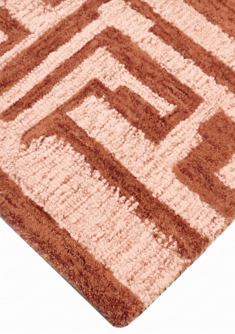 Saffron Rugs Hand Tufted Terracotta  Contemporary Rectangular Wool Area Rug - Indya