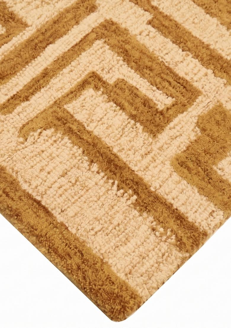 Saffron Rugs Hand Tufted Mustard Gold  Contemporary Rectangular Wool Area Rug - Indya