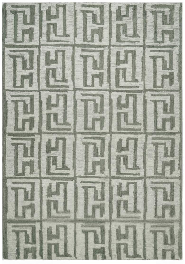 Saffron Rugs Hand Tufted Sage Green  Contemporary Rectangular Wool Area Rug - Indya