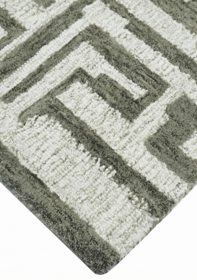 Saffron Rugs Hand Tufted Sage Green  Contemporary Rectangular Wool Area Rug - Indya
