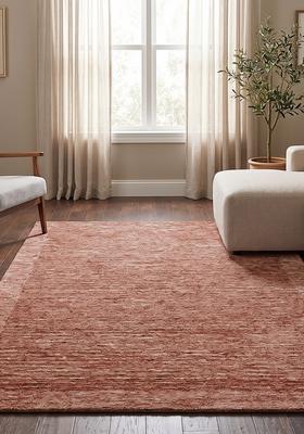 Saffron Rugs Hand Tufted Terracotta  Contemporary Rectangular Wool Area Rug