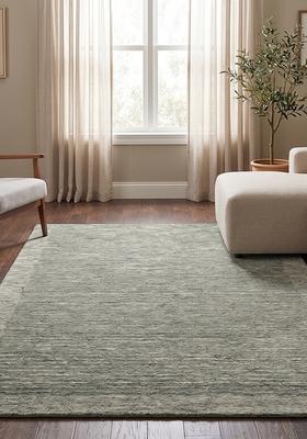 Saffron Rugs Hand Tufted Sage Green  Contemporary Rectangular Wool Area Rug