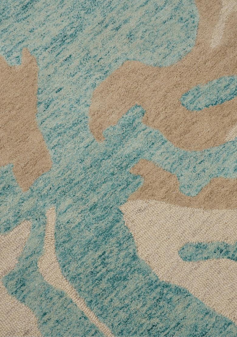 Saffron Rugs Hand Tufted Aqua Blue  Contemporary Rectangular Wool Area Rug - Indya