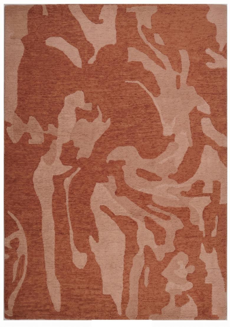 Saffron Rugs Hand Tufted Terracotta  Contemporary Rectangular Wool Area Rug - Indya