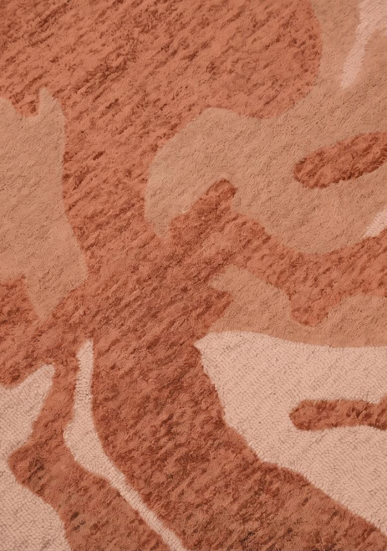 Saffron Rugs Hand Tufted Terracotta  Contemporary Rectangular Wool Area Rug - Indya