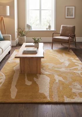 Saffron Rugs Hand Tufted Mustard Yellow  Contemporary Rectangular Wool Area Rug
